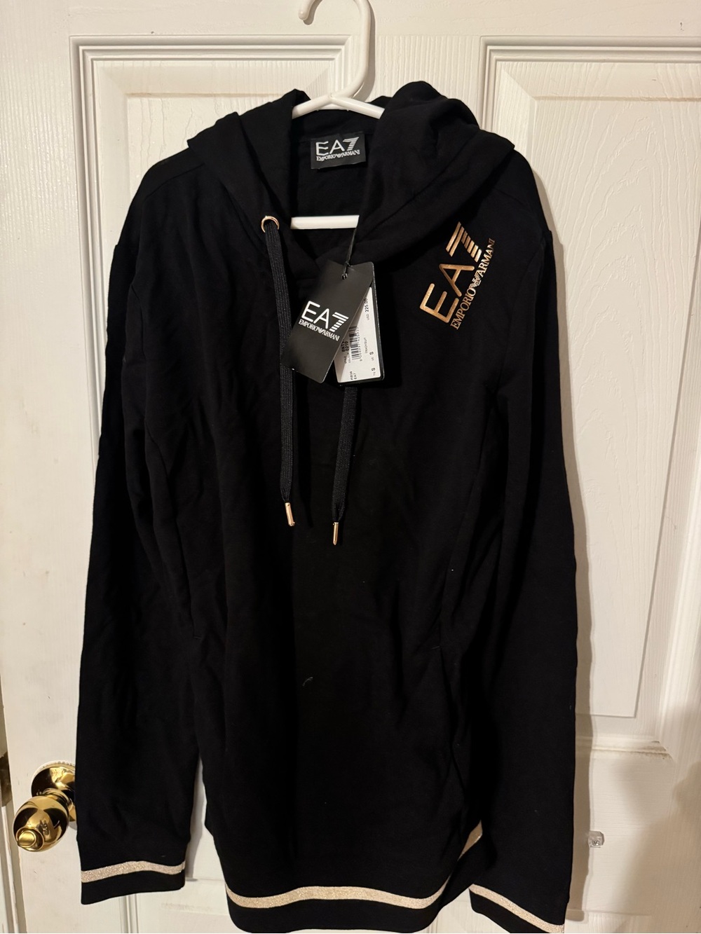 Armani Black track suit hoodie and pants with Metallic Gold - small
